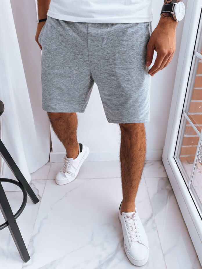 Krótkie spodenki dresowe męskie jasnoszare Dstreet SX2282-46824_1